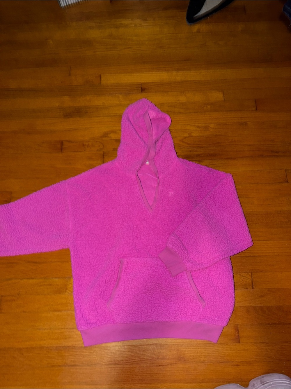 Cozy Pink Victoria’s Secret Sherpa Hoodie size large with kangaroo pocket